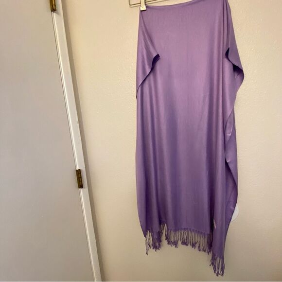 Pashmina 100% lavender lilac purple color Fringe Scarf Wrap Shawl 30x80 - Picture 5 of 5